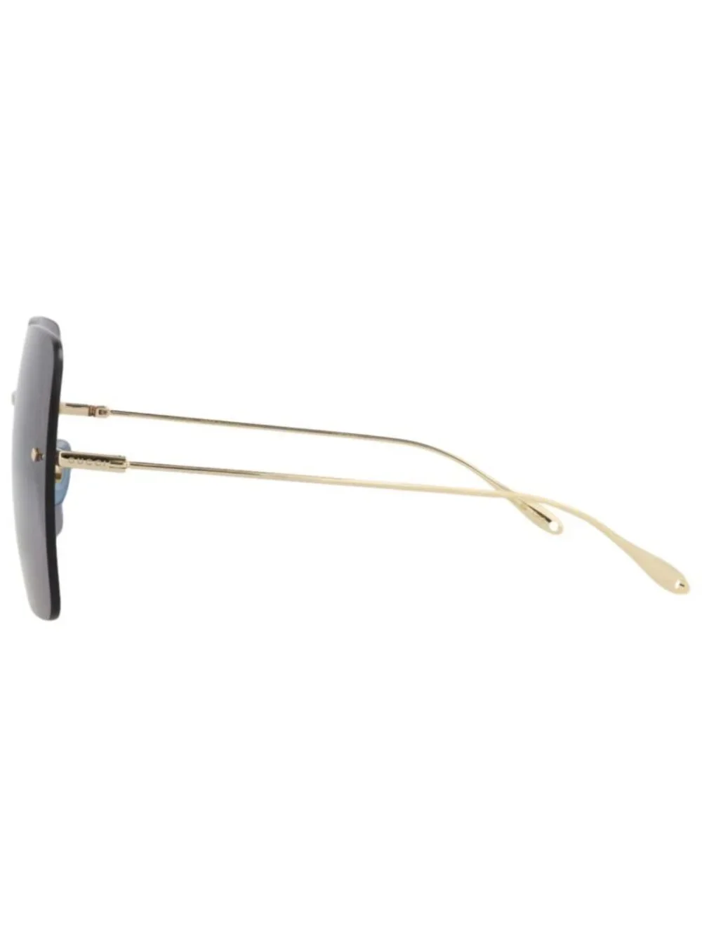 New Gucci Women's Sunglasses Square Rectangle Metal Frame Gold Gold Blue